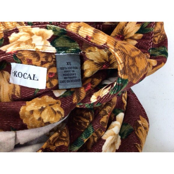 Fall Floral Corduroy Shirt Button Front Womens XL - Picture 2 of 7